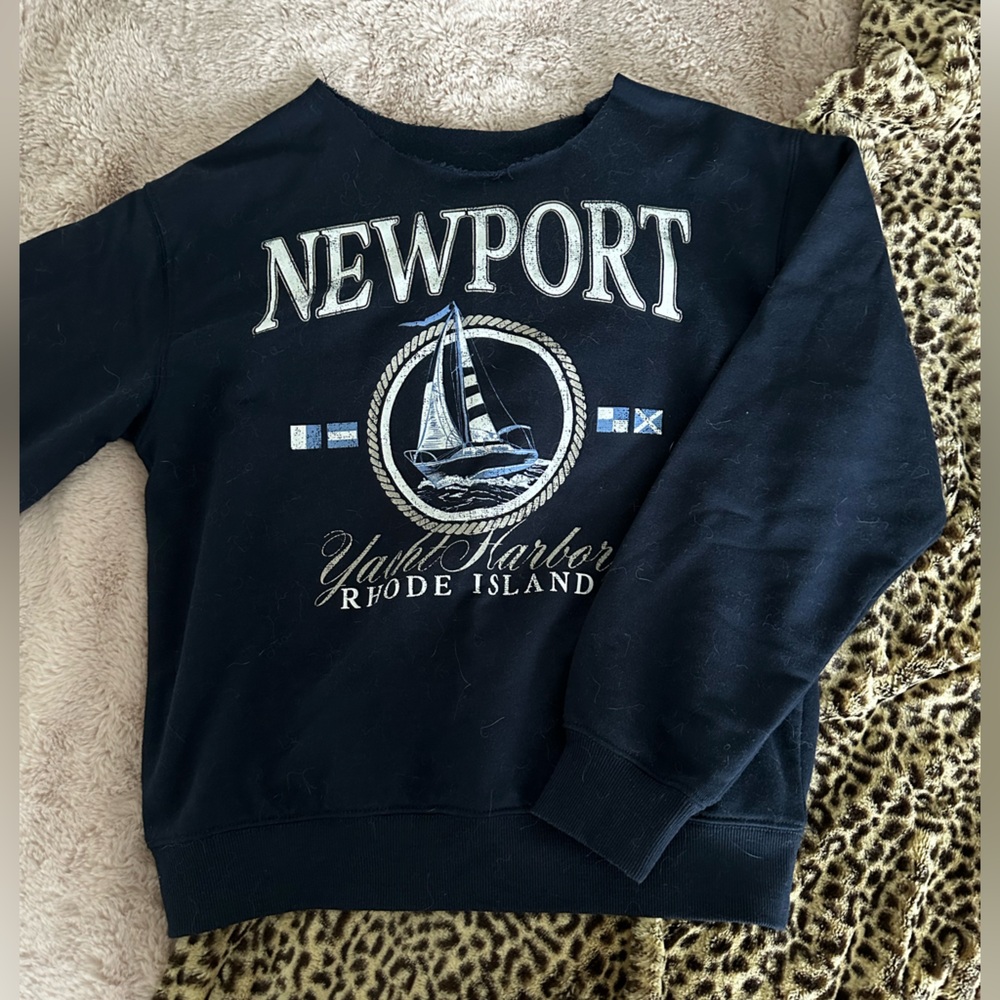 Cut Neckline Navy Newport Sweatshirt